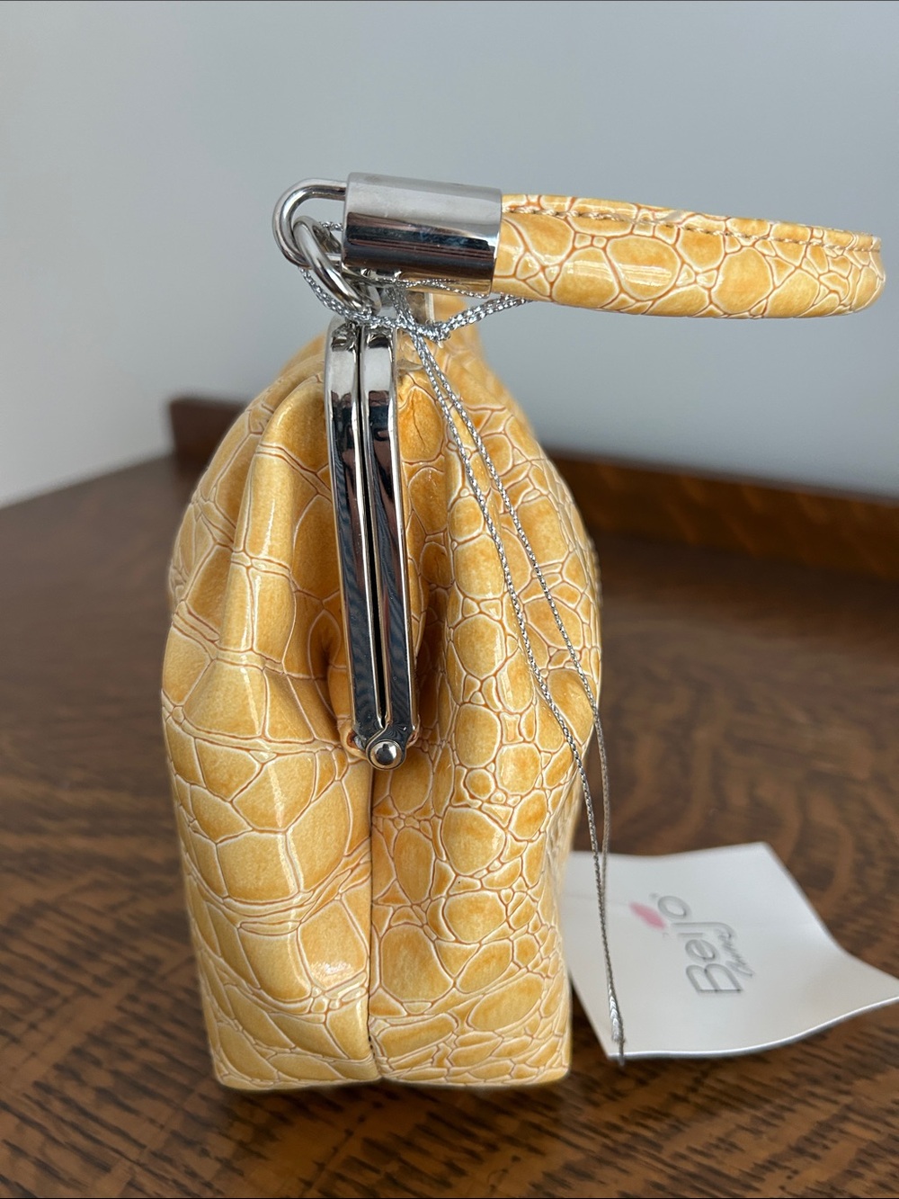 Beijo Yellow Croc-Embossed Top-Handle Bag - Picture 11 of 14